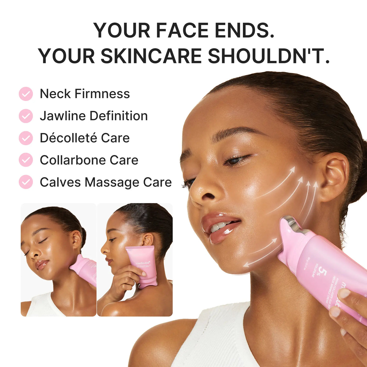 Zones d'application : cou, mâchoire, décolleté